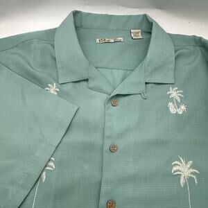 Batek Bay Button‎ Up Shirt Men’s Size XXL Hawaiian Theme Embroidered Blue